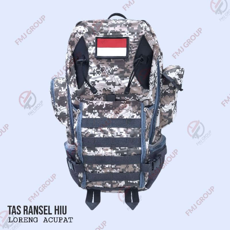 Tas Ransel Hiu Army / Tas Punggung Hiu / Ransel Backpack Hiu / Tas Gunung Tactical Army Hitam,Krem,Hijau Army,Loreng Gurun,Malvinas