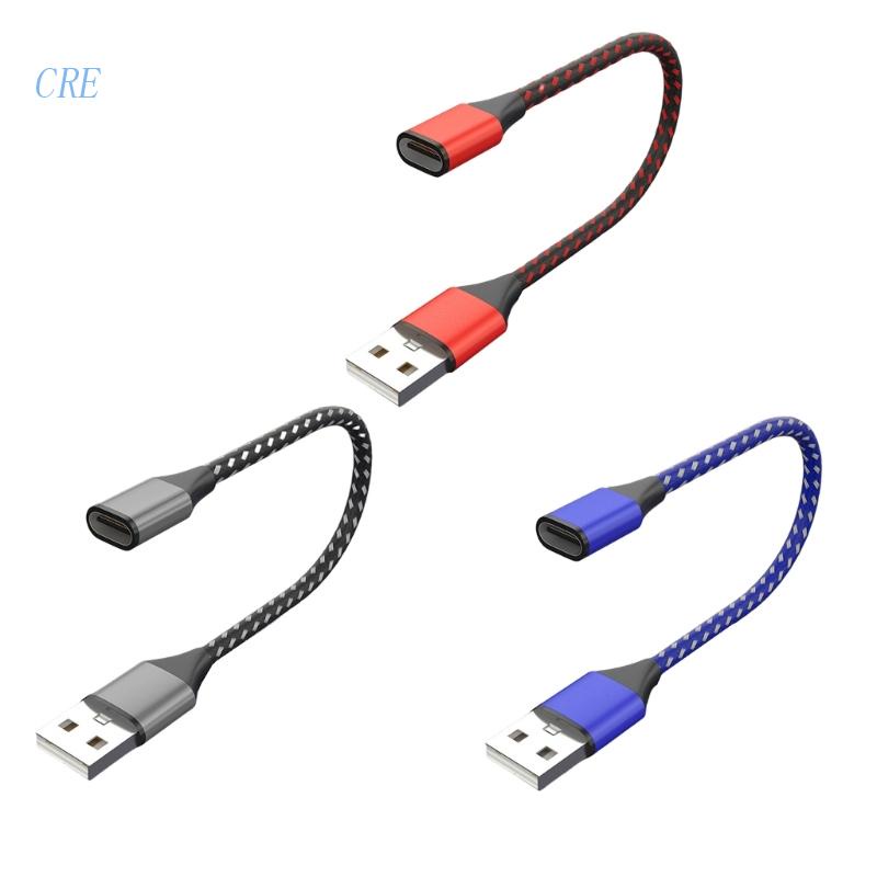 Cre USB 2.0 Male to Type C Female Extension Adapter Untuk Laptop PC Charger Transmisi Data Extension Converter Untuk Phon