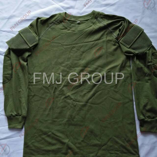 FMJ GROUP - Kaos Polos Panjang Lapangan/Tactical Hijau,Brimob,Pol PP,Tni Katun Combed