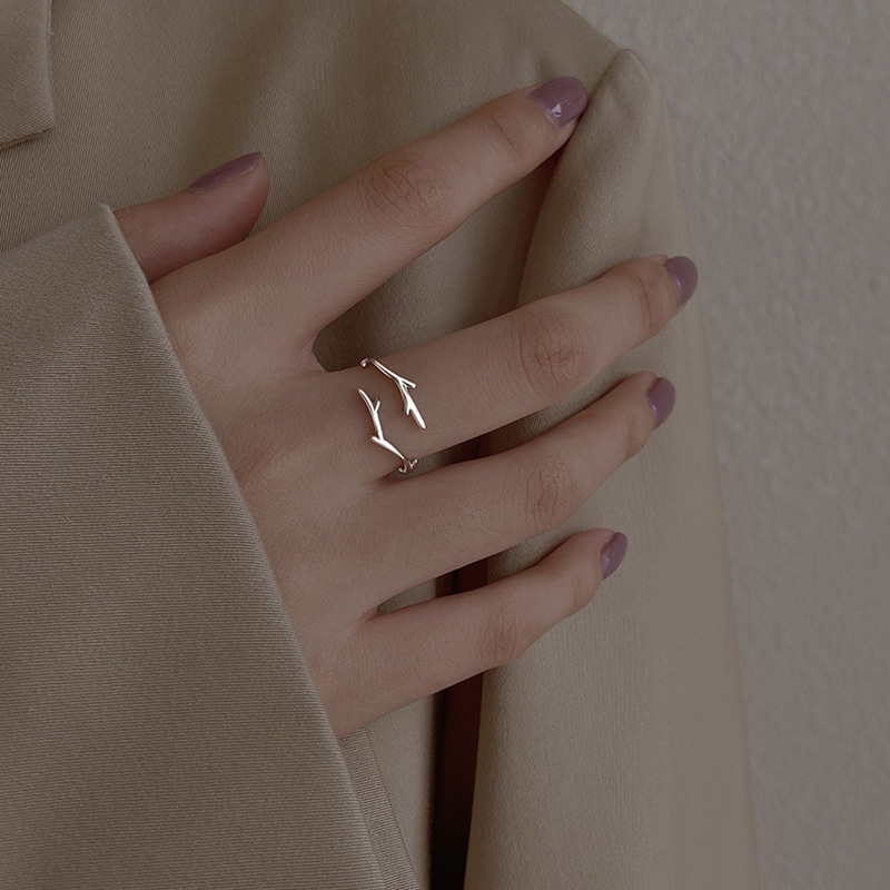 Fashion Sederhana Tanduk Dapat Disesuaikan Terbuka Cincin Untuk Wanita Dan Pria/Hati Berongga Wanita Glossy Jari Cincin/Pasangan Cincin/Perhiasan Wanita Populer