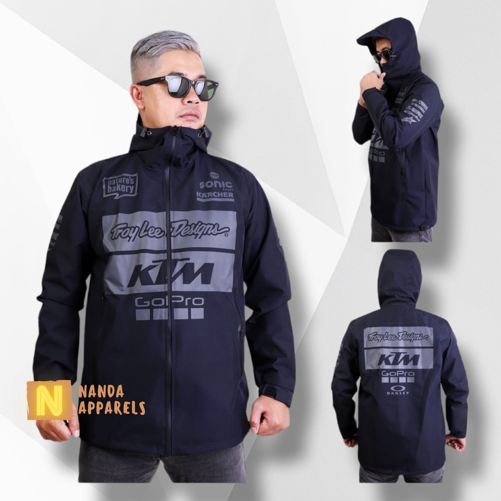 PARACHUTE JACKET JAKET KTM PARASUT - JAKET WATERPROOF - JAKET PRIA - JAKET KTM TLD HITAM ,JAKET SUPE