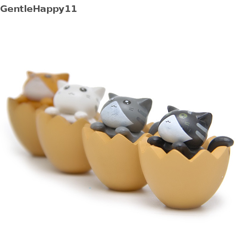 Gentlehappy 4PCS/lot Kartun Telur Kucing Malang Kotak Model Kitten Patung Kecil DIY Kucing Miniatur id