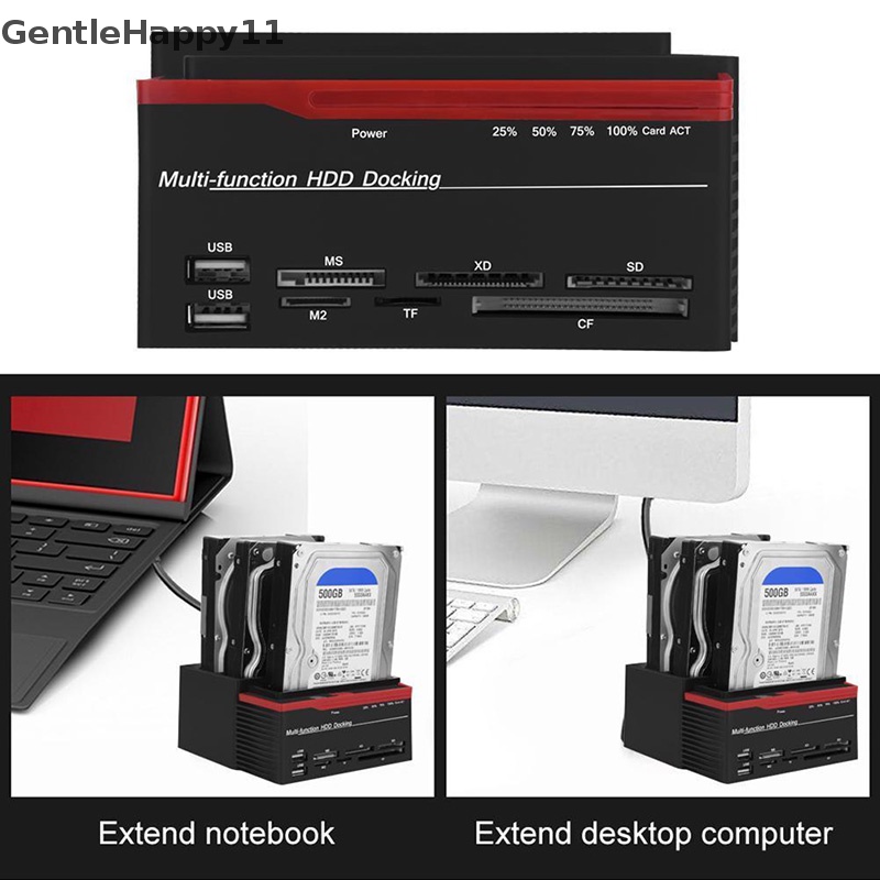 Gentlehappy External Triple SATA IDE HDD Docking Station Hardisk 2.5 ''/ 3.5'' Card Reader id