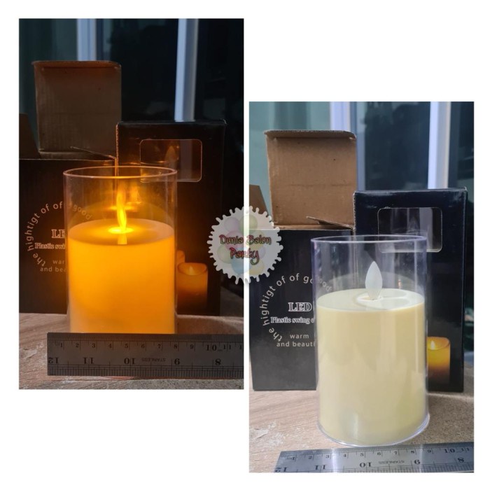 DM7 A3 Lilin Led Goyang Gelas / Smokeless Elektric Candle Glass 15 cm