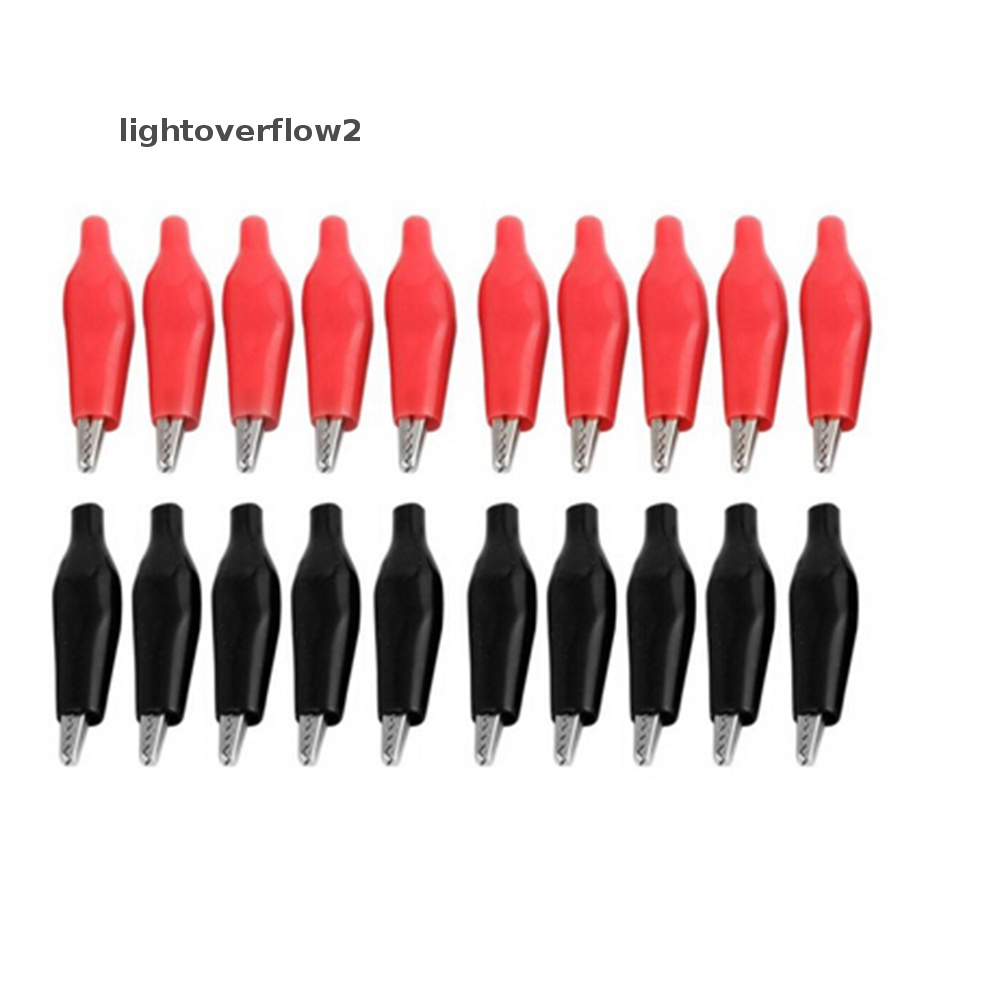 [lightoverflow2] 20xs Merah Hitam Plastik Lembut Tesg Probe Alligator Clips Crocodile Test Clip [ID]