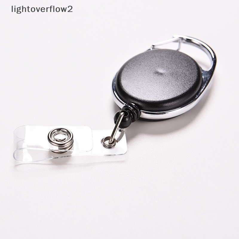 [lightoverflow2] Recoil Dapat Ditarik ID Badge Lanyard Name Tag Kunci Card Holder Belt Klip Hitam [ID]