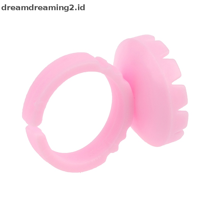 (drea) 100pcs Cincin Ekstensi Bulu Mata Sekali Pakai Lem Lash Fan Cup Finger Holder Fans//