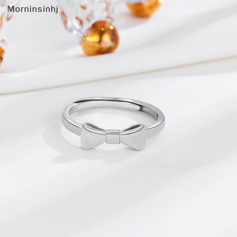 Mornin Cincin Pola Busur Sederhana Perak Cincin Halus Kepribadian Fashion Retro Cincin Wanita Perhiasan Ringan High-end Cincin Yang Dapat Disesuaikan id