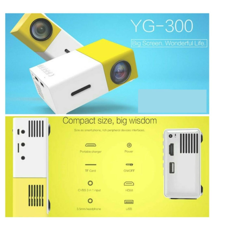 Original] Mini Proyektor YG300 Proyektor LED 1080 P Portabel Mini Projector Bioskop Bioskop Rumah Terbuka dengan PC Laptop USB/SD/AV/HDMI Pocket Input untuk TV Video Game Film Party /Mini Proyektor LED YG300 / YG-300 / YG 300 LCD Portable Projector Home