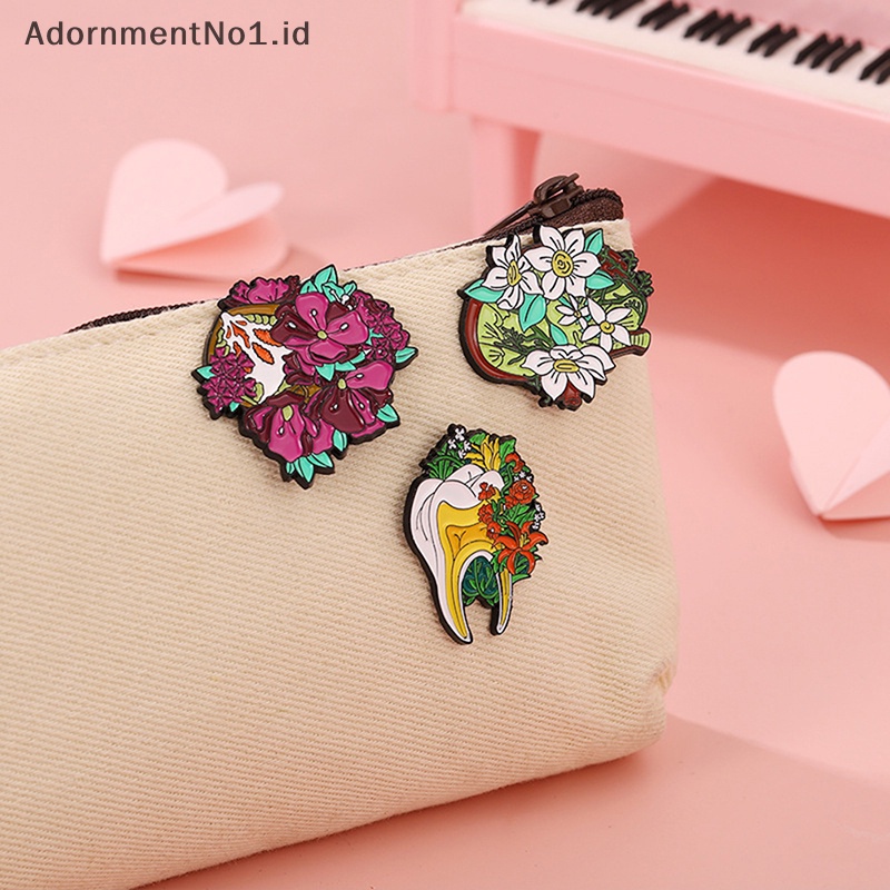 [AdornmentNo1] Bunga Organs Enamel Pin Desain Kreatif Otak Jantung Cat Lencana Bentuk Bunga Paduan Bros Tas Lencana [ID]