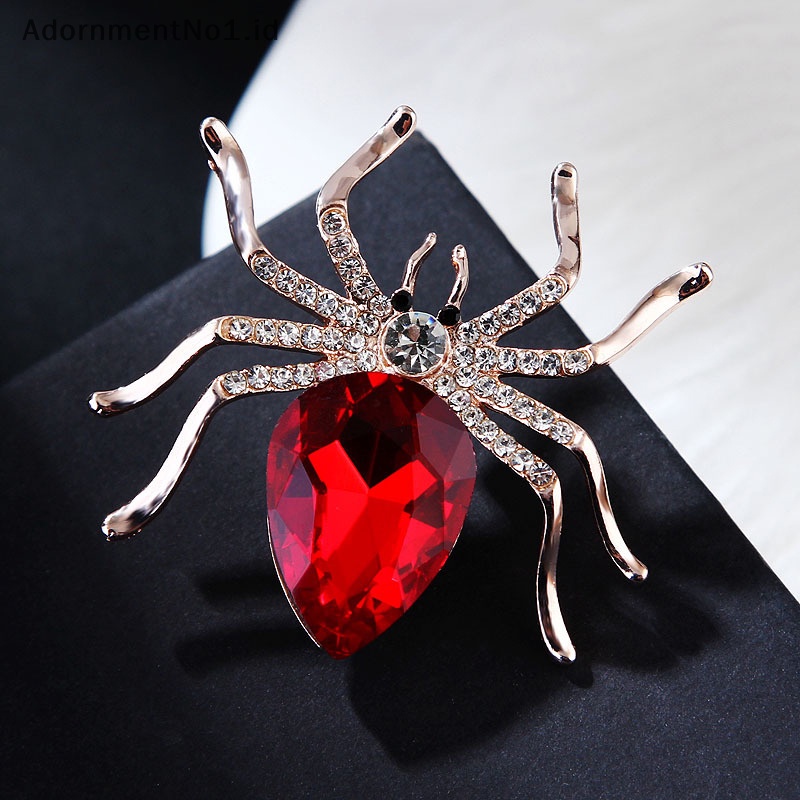 [AdornmentNo1] Fashion Kreatif Kristal Spider Hewan Bros Pin Untuk Wanita Pakaian Kerah Mantel Aksesoris [ID]