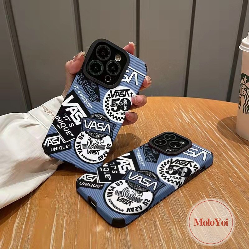 Trendy Merek VASA Gaya Eropa Dan Amerika Case Kompatibel Untuk iPhone XR XS X Max11 14 13 12 Pro Max8 7 Plus 7Plus Tekstur Kulit Mewah Lembut Silicon Phone Cover