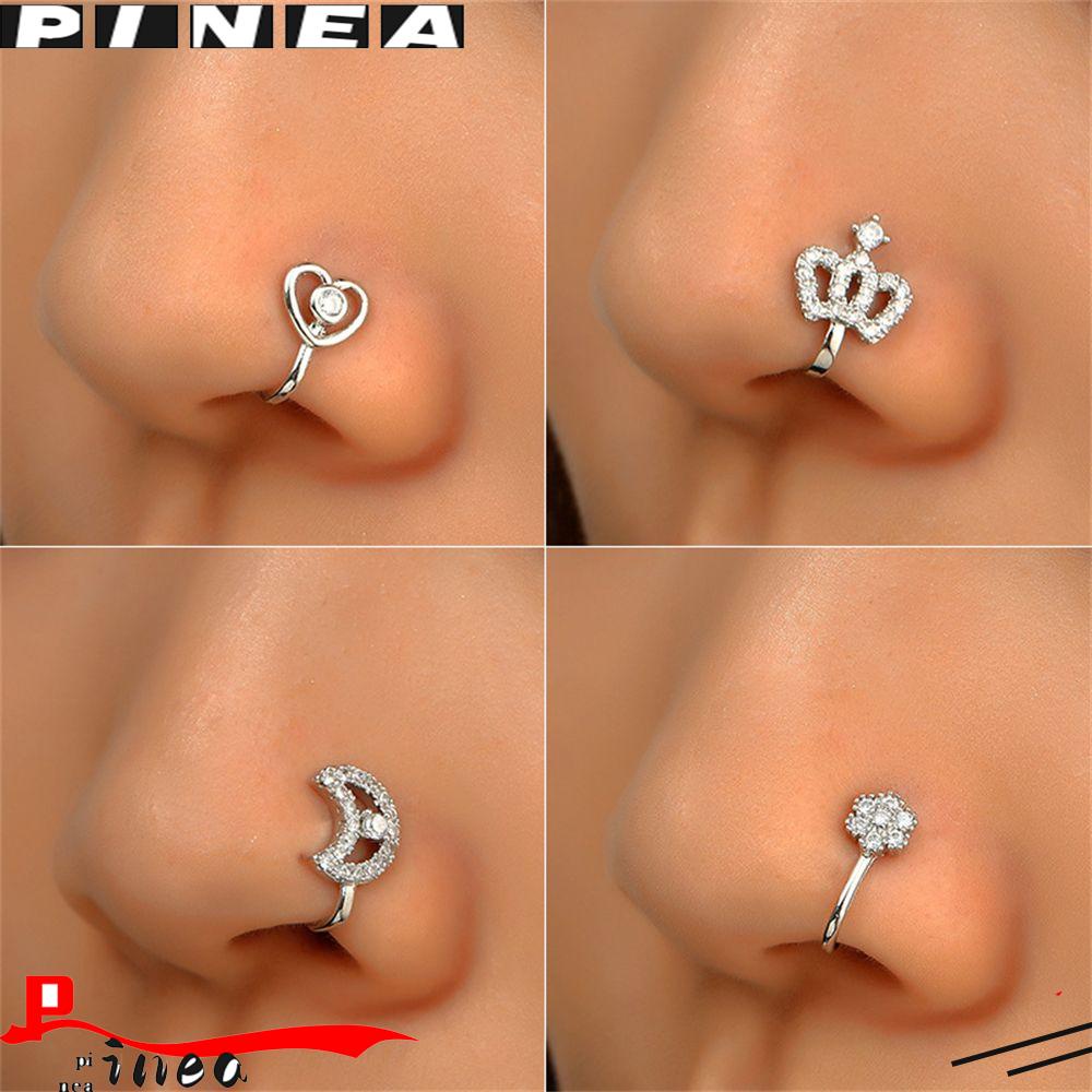 Cincin Cuff Hidung Palsu Model Klip On Tanpa Tindik Hias Kristal Gaya Afrika Untuk Wanita