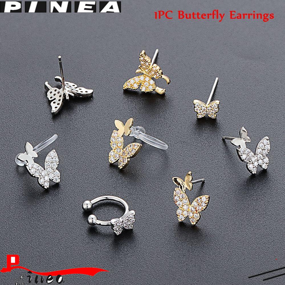 Anting Kupu-Kupu Nanas Mode Tanpa Tindik Berlian Imitasi Telinga Manset