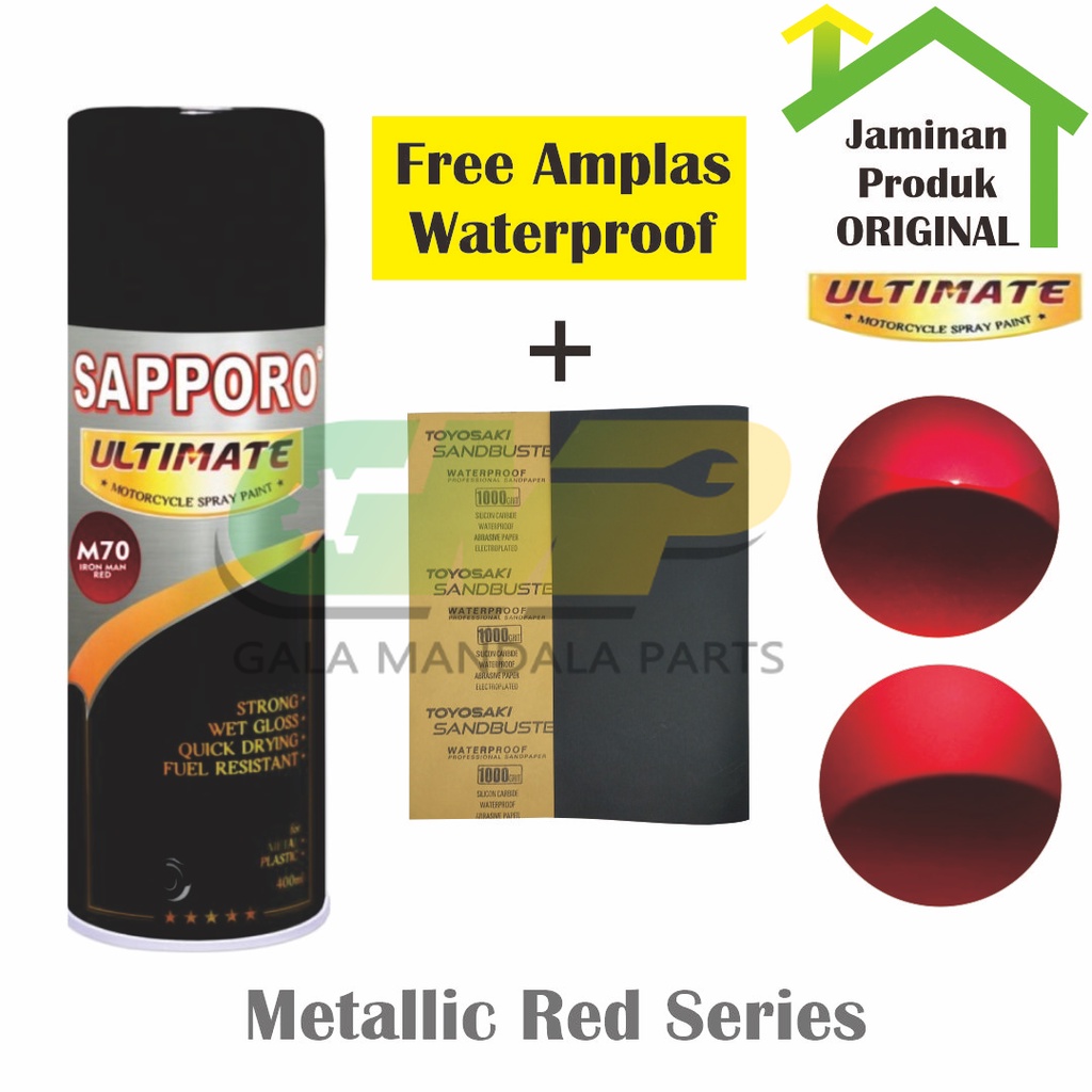 

SAPPORO Ultimate Metallic Red Series Cat Semprot Pilox M70 M74 Aerosol