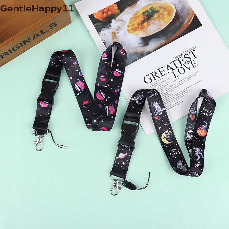 Gentlehappy Universe Astronot Lanyard Gantungan Kunci id Card Pass Gym Handphone Tali Gantung id