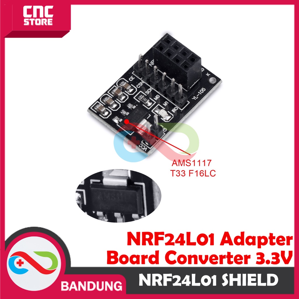 NRF24L01 SHIELD SOCKET ADAPTER BOARD CONVERTER 3.3V