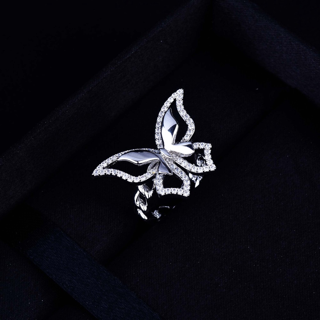 Goldkingdom Fashion Perhiasan Aksesoris Ready Stock Super Peri Kupu-Kupu Rantai Cincin Wanita Jari Telunjuk Cincin Pasang
