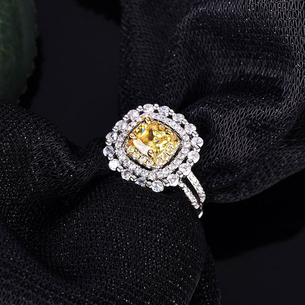 Goldkingdom Aksesoris Perhiasan Fashion Ready Stock Mutiara Warna-Warni Dengan Cincin Berlian Kuning Di Samping.