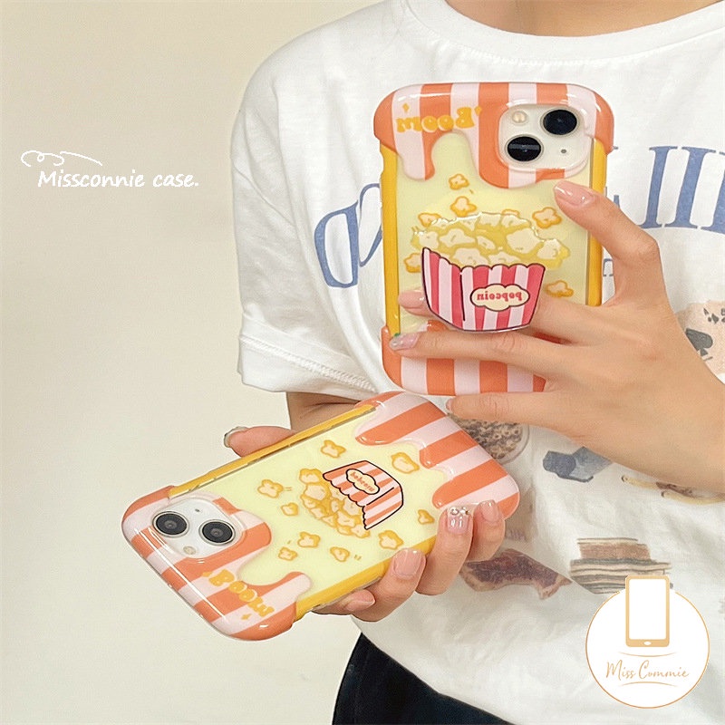 Casing Ponsel Popcorn Lucu Kompatibel Untuk IPhone XR 7Plus 11 14 12 13 Pro Max X 7 8 Plus XS Max SE 2020 INS Ice Cream Shockproof Lembut Tpu Back Cover