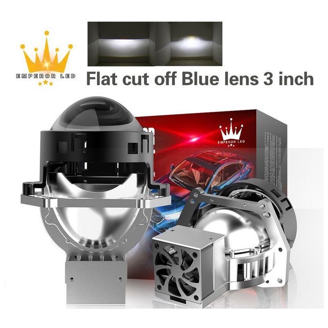 BILED 3 INCH FLAT CUT OFF lampu bi led projector 50W 65W 3&quot; blue lens