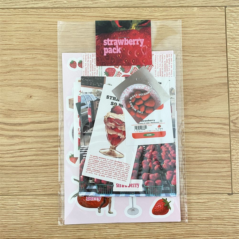 Small Fresh Bow Strawberry Rabbit Sticker Pack Card Bahan Set Handbook Dekorasi Stiker Properti Foto