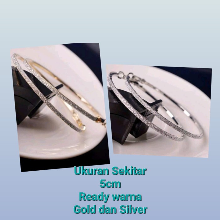 ANTING BULAT BESAR HOOPS ANTING HIJAB PESTA BOHEMIAN GOLD SILVER KOREA - SILVER 5CM