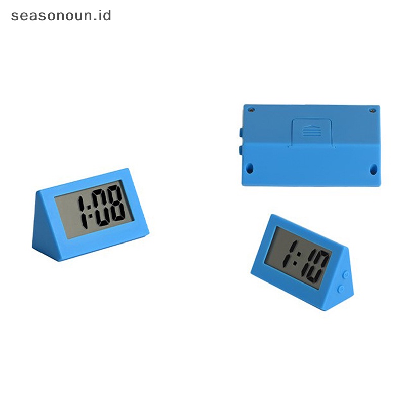 Seasonoun 1pc Kamar Tidur Sederhana Kecil Jam Tangan Elektronik Portable Orang Tua Besar Kata Meja Ujian Siswa Bisu Jam Desktop Mini Rumah LCD Digital.