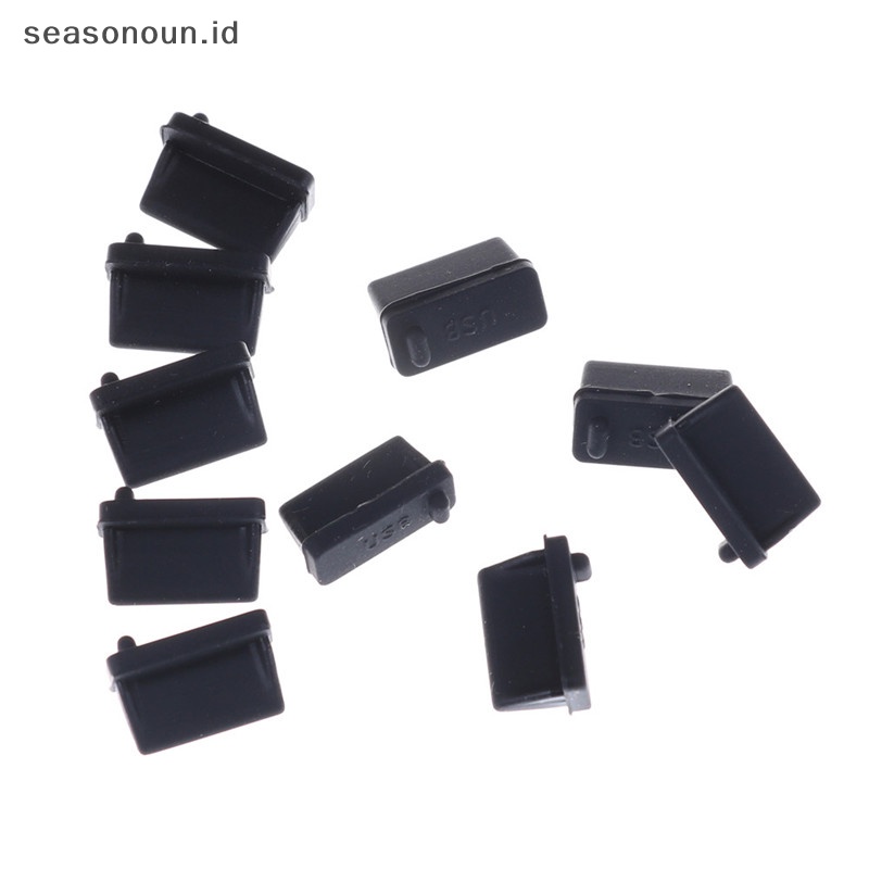 Seasonoun 10pcs Karet Hitam A Type Female USB Anti Debu Pelindung Colokan Stopper Cover.