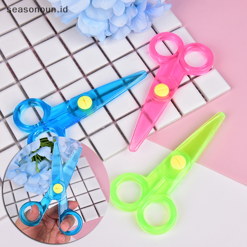 Seasonoun Quality Safety scissors Paper cutg Gunting Plastik Mainan handmade Anak.