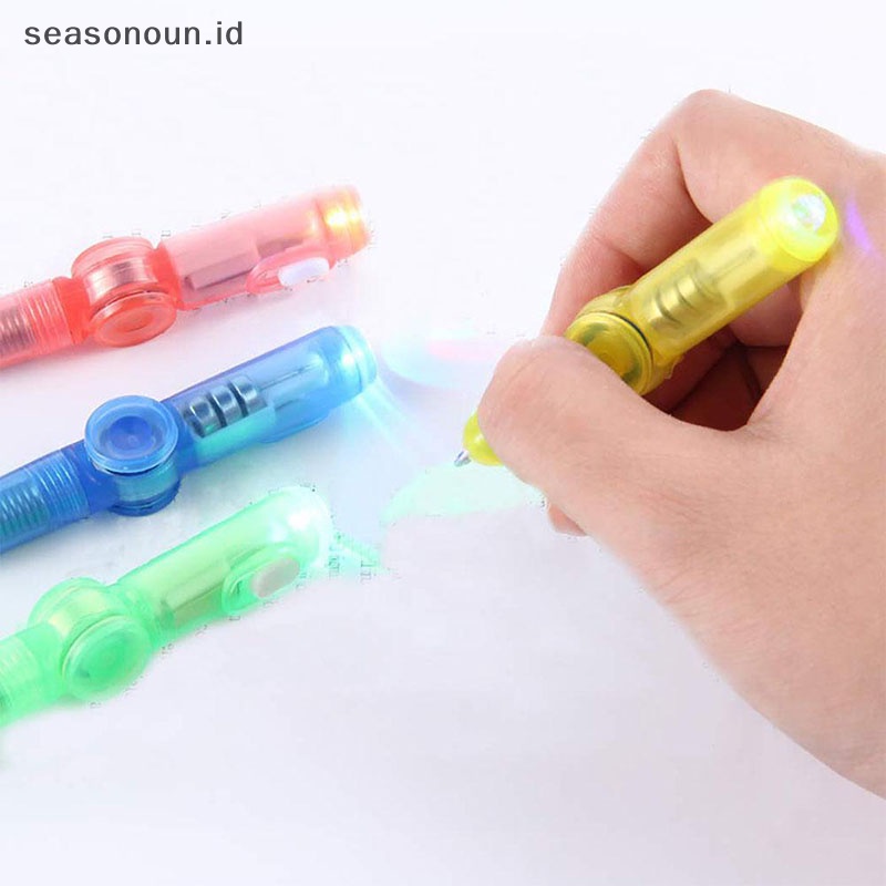 Seasonoun NEW 2in1 Hand Spinner LED PEN Light Fidget Spin Autism Gyroscope Glow dark.