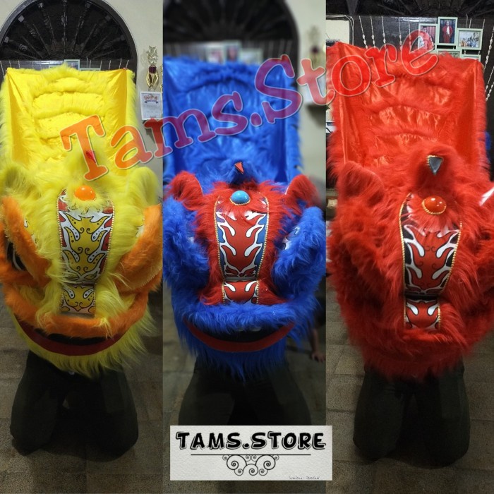 [GG] barongsai dewasa ukuran 60x50x50 mata bisa berkedip dan menyala - Merah