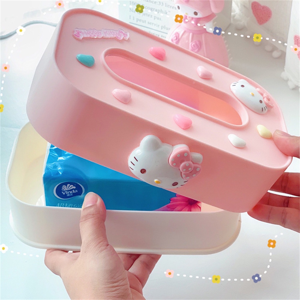 Tissue Kotak Tisu Meja Hidup Kreatif Kartun Hellokitty Cinnamoroll Melody Tempat Penyimpanan Kertas Laci Kotak Serbet Persegi Panjang Dekorasi Desktop Kamar Tidur