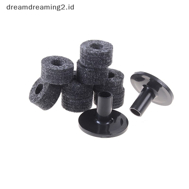 (drea) 8pcs felt washer 25mm+2PCS cymbal sleeves Pengganti Rak drum kit//