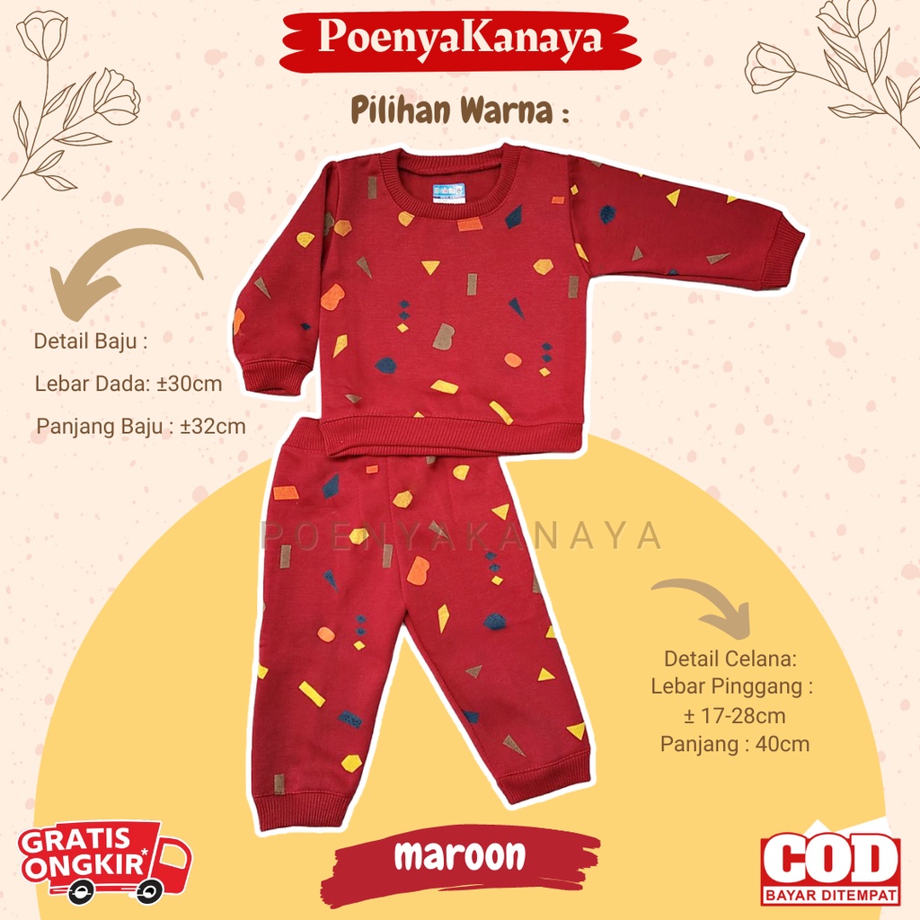 Setelan Sweater Jaket Bayi Anak Panjang POLYGON HBc Size 6-18 Bulan SPY78