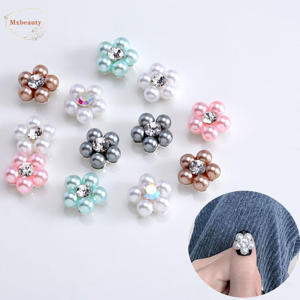 Mxbeauty 3D Dekorasi Nail Art Elegan 5pcs Hiasan Kuku Kelopak Mutiara Berlian Imitasi Manikur Aksesoris