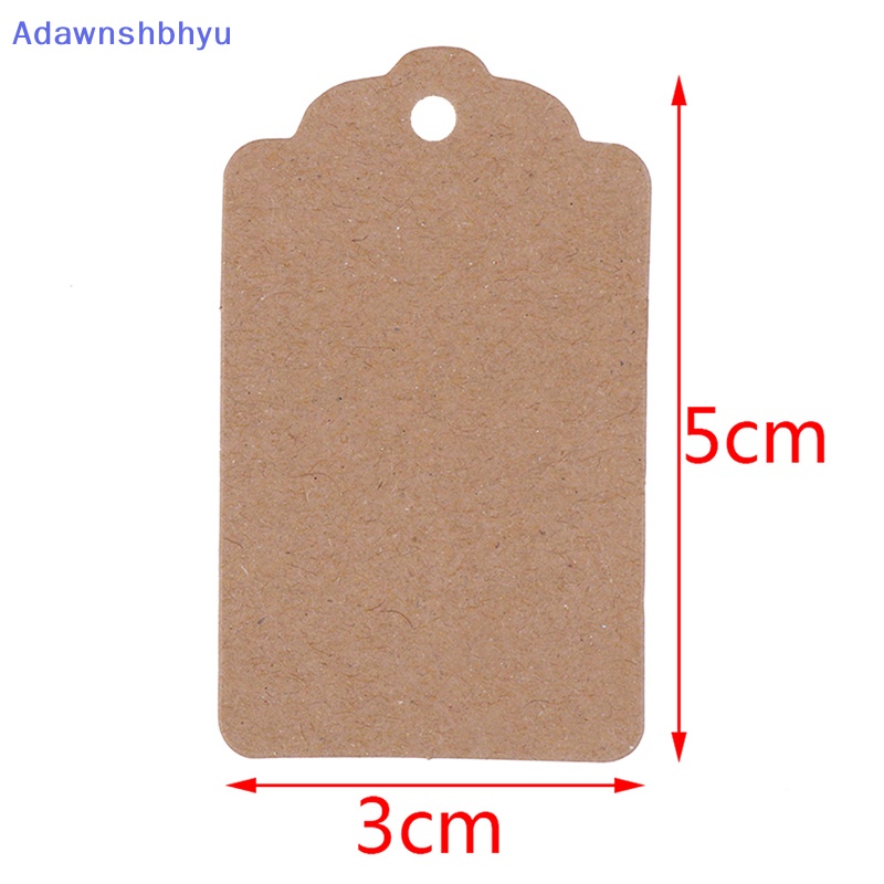 Adhyu 100Pcs Label Harga Perhiasan Kraft Kosong String Price Tag With String 20m ID