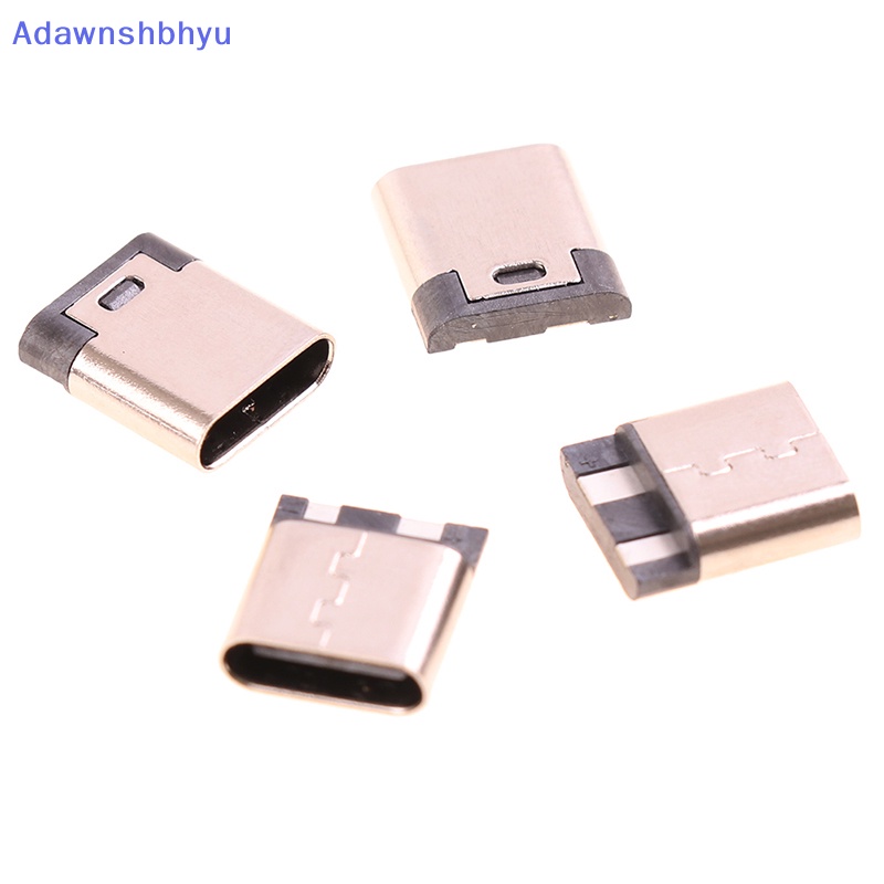 Adhyu 10pcs Type-C 2pin Solder Female 3A Soket Arus Tinggi Konektor USB ID