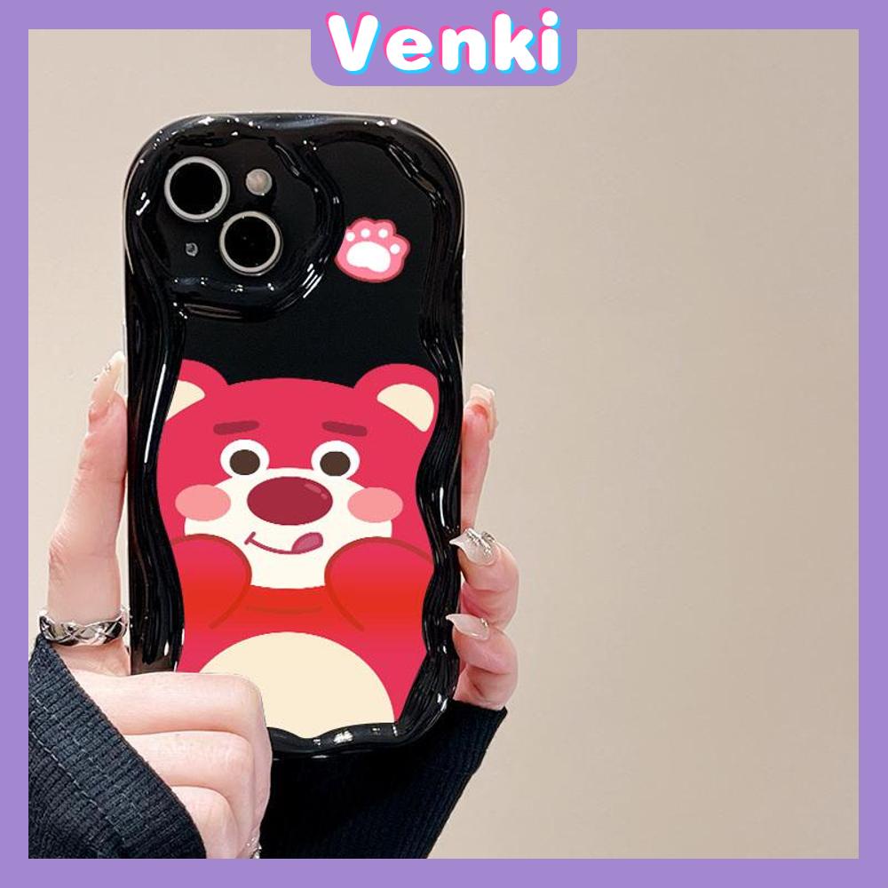 VENKI - For iPhone 11 iPhone Case 3D Curved Edge Glossy Black TPU Airbag Shockproof Camera Case Cute Pink Bear Compatible with iPhone 14 13 Pro max 12 Pro Max xr xs max 7Plus 8Plus