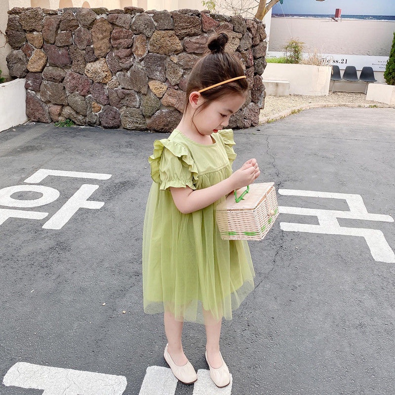 Gadis gadis berusia 2-6 tahun gaya asing gaya asing rok putri lengan pendek musim panas anak-anak baru perusahaan fashion gaun rok