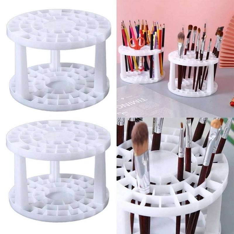 Collapsible Brush Drying Rack Large Capacity Cosmetic Brush Holder Rak Penyisipan Gigi Berpori Penyimpanan Kosmetik Rak Berdiri Kering Udara Multifungsi Makeup Brushes Storage