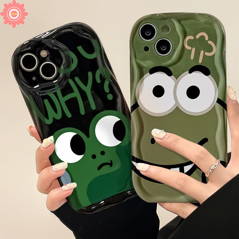 Couple Kartun Lucu Kodok Monster Kecil Case Untuk Realme C53 C55 5 9i 5i 7i 6i 5s C35 C12 C31 C21Y C11 C25Y C20 C33 C25s C30 C15 C21 C25 C20A C3 C17 Lembut 3D Bergelombang Lengkung Tepi Penutup