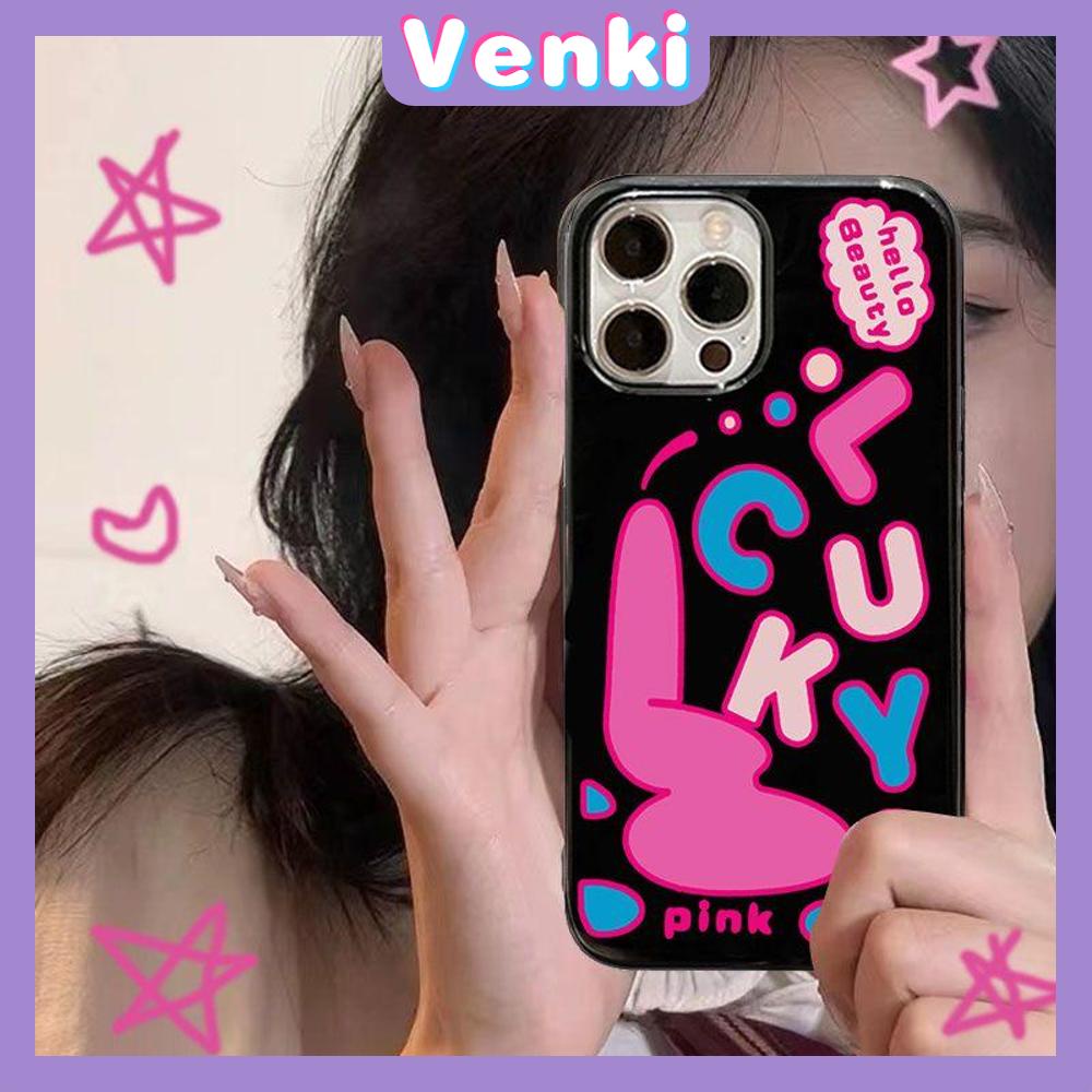 VENKI - For iPhone 11 iPhone Case Black Glossy TPU Soft Case Shockproof Protection Camera Fun Pink English Compatible with iPhone 14 13 Pro max 12 Pro Max xr xs max 7Plus 8Plus