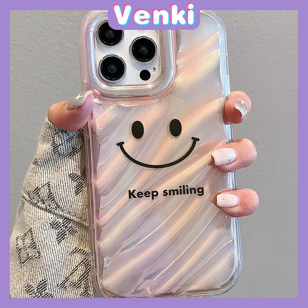 VENKI - For iPhone 11 iPhone Case Laser Reflective Transparent Phone Case TPU Soft Shockproof Airbag Case Protective Smile Face English Compatible with iPhone 14 13 Pro max 12 Pro