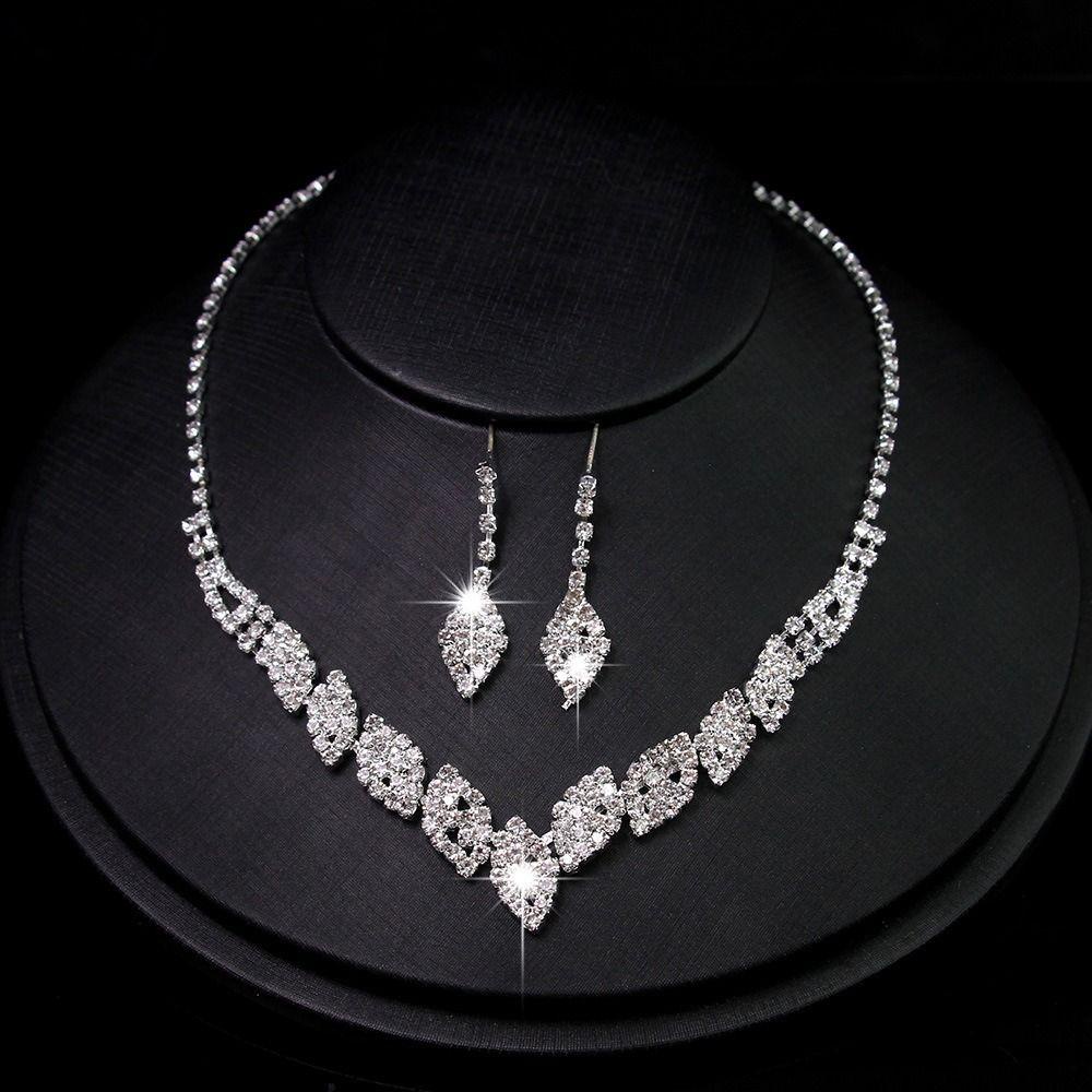 Needway  Set Perhiasan Pernikahan Pengantin Halus Romantis Rumbai Panjang Hadiah Anniversary Alloy Gaya Korea Drop Earrings Menjuntai Earrings