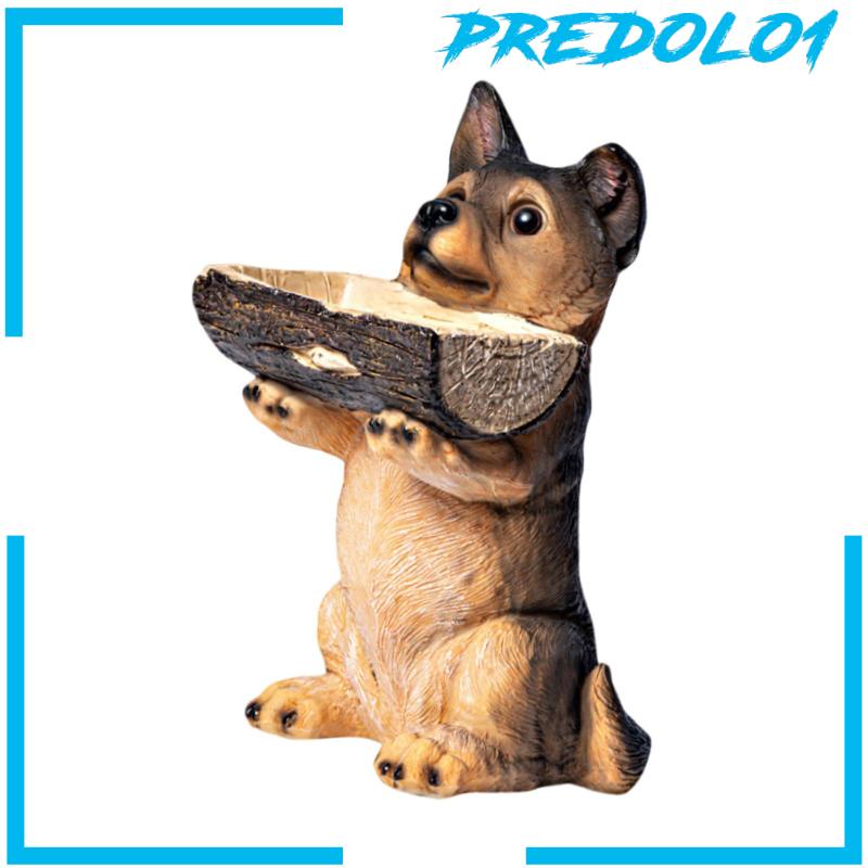 [Predolo1] Patung Anjing Dengan Nampan Puppy Figurine Storage Untuk Kamar Tidur Rak Buku Restoran