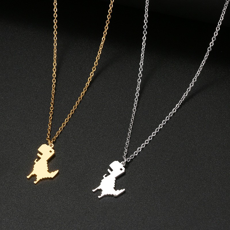 Zh Perhiasan Gothic Stainless Steel Dinosaurus Liontin Kalung Perempuan Kerah Rantai Hip Hop Rock Pesta Perhiasan Aksesoris