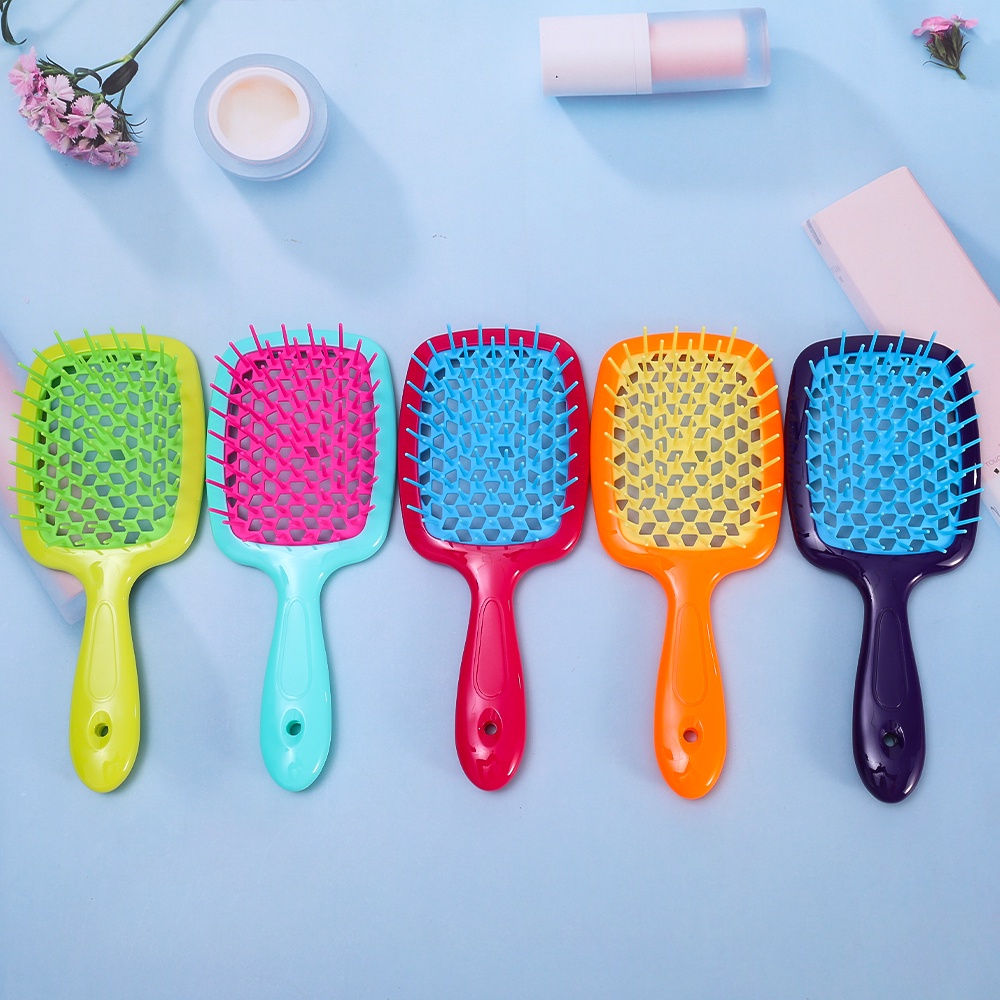 [Unggulan] 1pc Mesh Sisir Berlubang Plastik Gigi Lebar Sisir Cepat Kering Sikat Rambut Mengembangkan Udara Bantal Sisir Pijat Kulit Kepala Sisir Wanita Perempuan Alat Styling Hairdressing Salon Supply