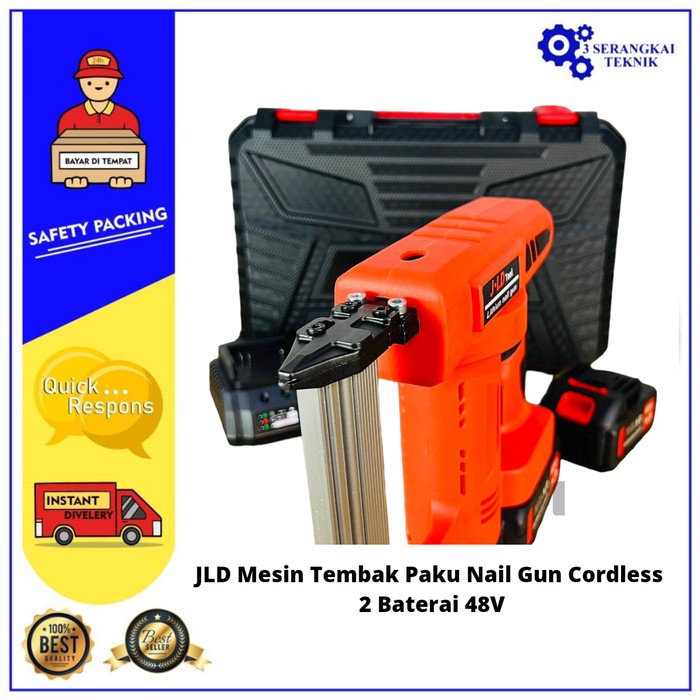 JLD Mesin Tembak Paku Nail Gun Tipe F30 Cordless 2 Baterai 48V