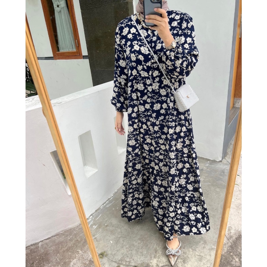 BEFAST - ZEC OOTD WANITA DRESS ELIS / Belami Floral Maxi Dress / LongDress Wanita Muslimah / Fashion Wanita Formal / Dress Keluaran Terbaru / Outfit Wanita Kodangan/Pesta Trendy / Dress Lengan Panjang Motif Flower